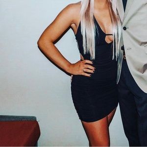 Tiger Mist Black Halter Mini Dress